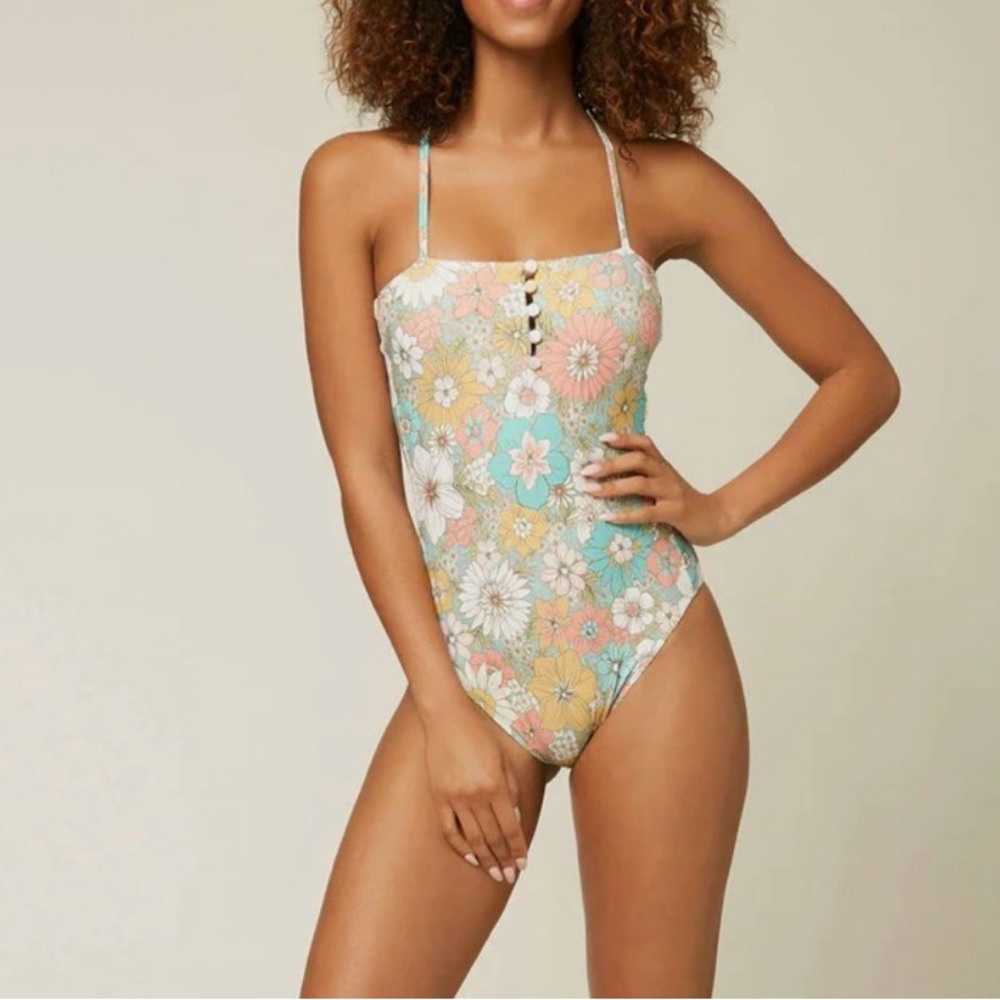 O'Neill Floral Swimsuit with Blue and Yellow Accents